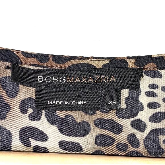 BCBGMaxazria 100% silk animal print sleeveless knee length shift dress size XS - Picture 5 of 7